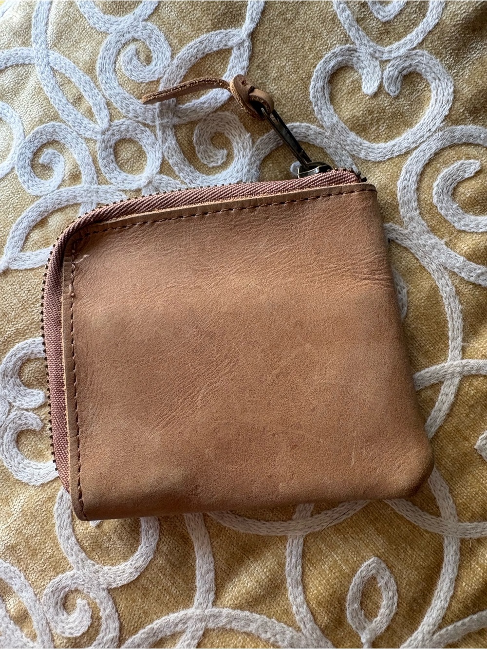Vans Tan Leather Zip Wallet with Embossed Palm Design - Picture 2 of 5